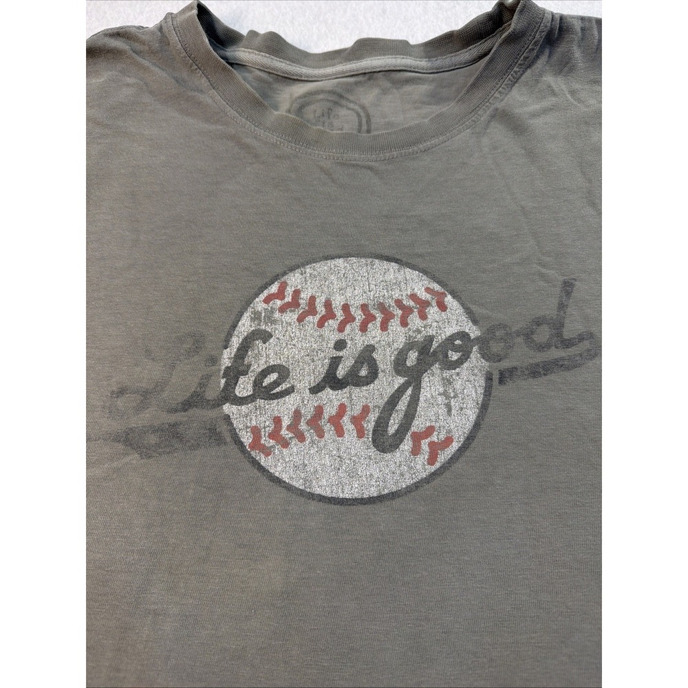 LIFE IS GOOD Tshirt Men Sz XX Large Crusher Tee Baseball Icon Gray Short Sleeve